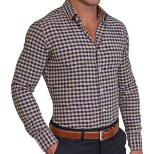 State and Liberty "The Riggins" Brown, Navy and Grey Triple Check | Dress Shirts