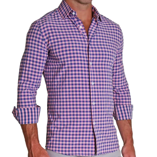 State and Liberty "The Rockefeller" Pink and Blue Check | Dress Shirts