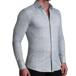 State and Liberty "The Rolo" Sport Shirt - Light Grey Printed Linen | Casual Long Sleeves | Long Sleeve Button Downs