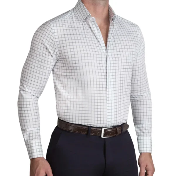 State and Liberty "The Scottie" Grey & White Windowpane | Dress Shirts