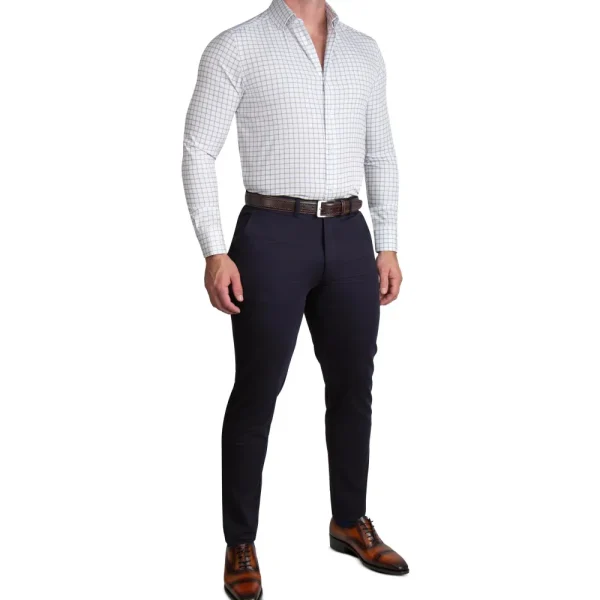 State and Liberty "The Scottie" Grey & White Windowpane | Dress Shirts