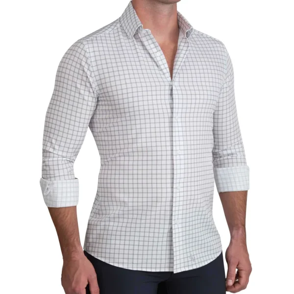 State and Liberty "The Scottie" Grey & White Windowpane | Dress Shirts