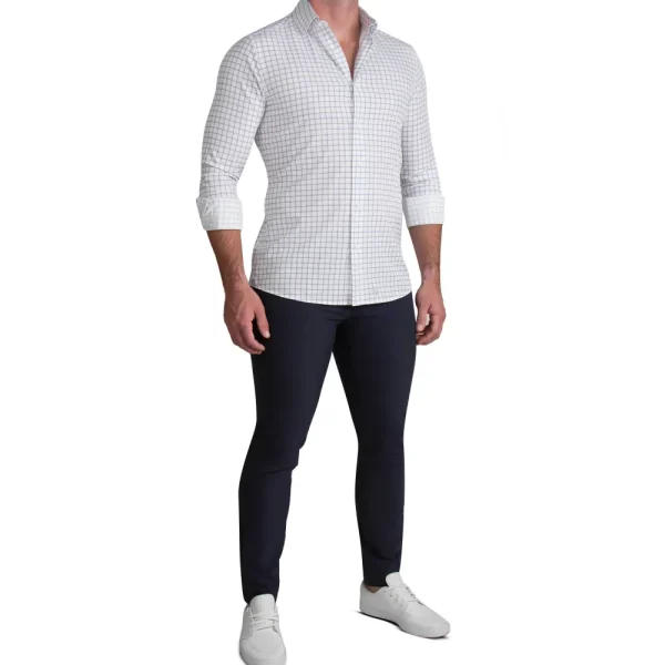 State and Liberty "The Scottie" Grey & White Windowpane | Dress Shirts