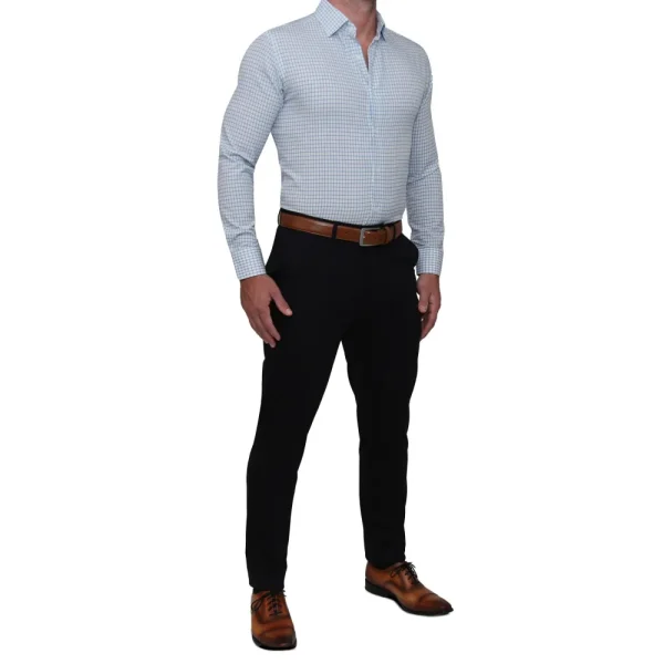 State and Liberty "The Soho" Light Blue Windowpane | Dress Shirts