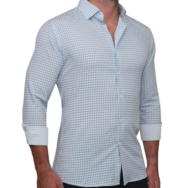 State and Liberty "The Soho" Light Blue Windowpane | Dress Shirts