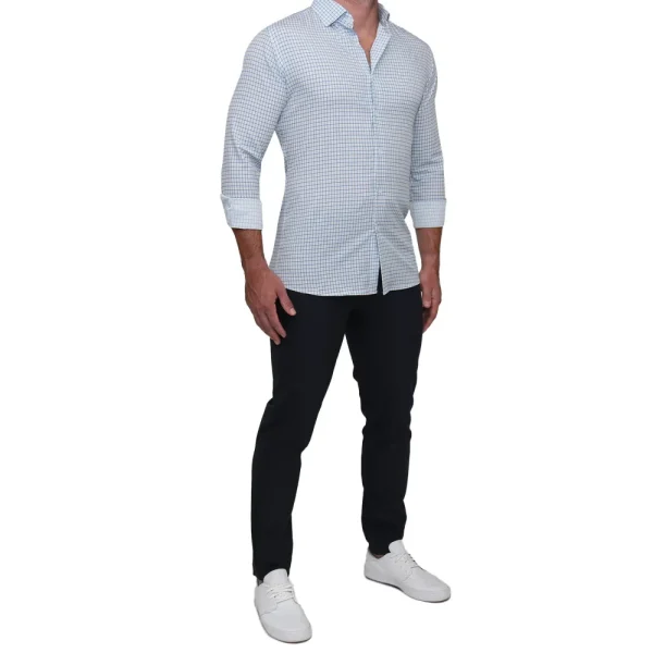 State and Liberty "The Soho" Light Blue Windowpane | Dress Shirts