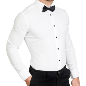 State and Liberty The Solid White Tuxedo Shirt | Dress Shirts