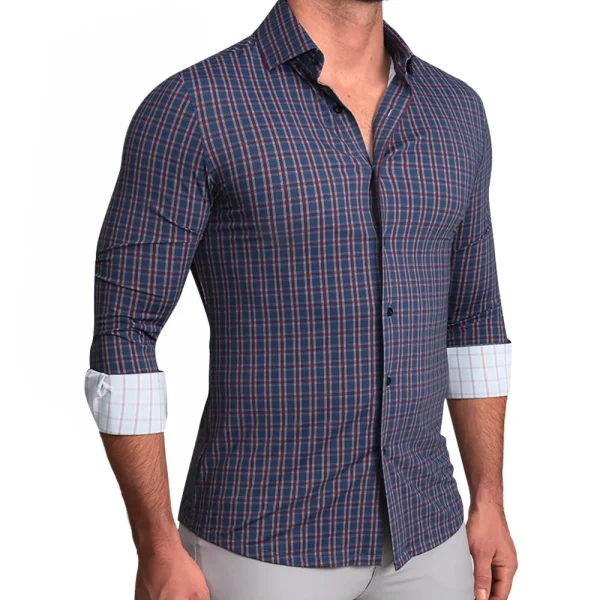 State and Liberty "The Spencer" Sport Shirt - Maroon, Navy, & White Plaid | Casual Long Sleeves | Long Sleeve Button Downs