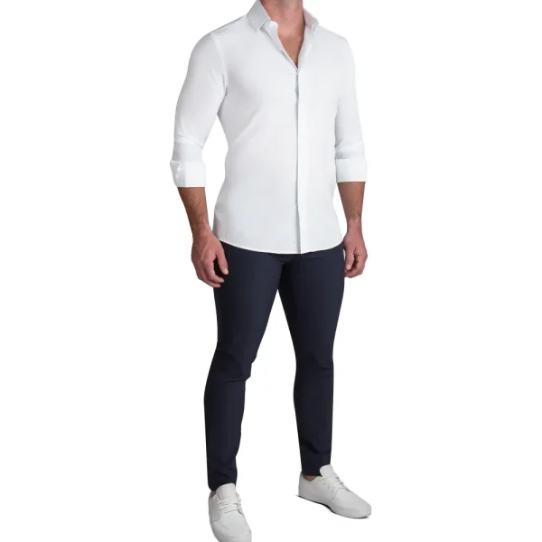 State and Liberty "The Stafford" Solid White Weave | Dress Shirts