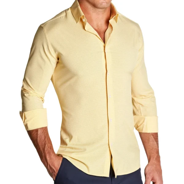 State and Liberty "The Stanley" Yellow Microcheck | Dress Shirts