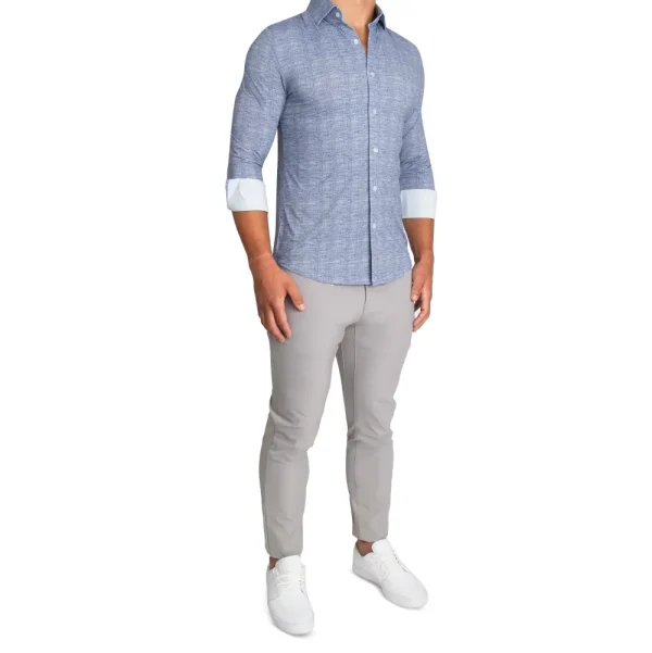State and Liberty "The Storm" Sport Shirt - Navy Linen | Casual Long Sleeves | Long Sleeve Button Downs