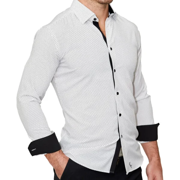 State and Liberty "The Tatar" White With Black Dots | Dress Shirts