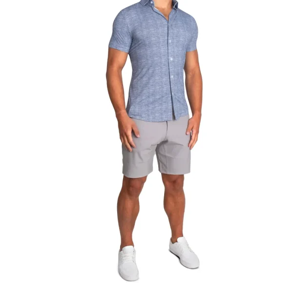 State and Liberty "The Troy" Navy Printed Linen Short Sleeve Button Down | T-shirts | Polos