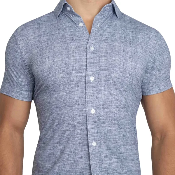 State and Liberty "The Troy" Navy Printed Linen Short Sleeve Button Down | T-shirts | Polos