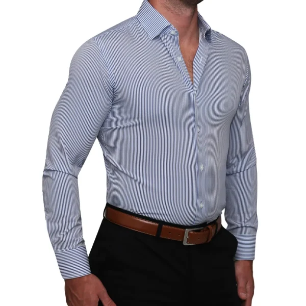 State and Liberty "The Tucker" Mid-Blue Bengal Stripe | Dress Shirts