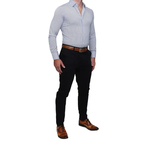 State and Liberty "The Tucker" Mid-Blue Bengal Stripe | Dress Shirts