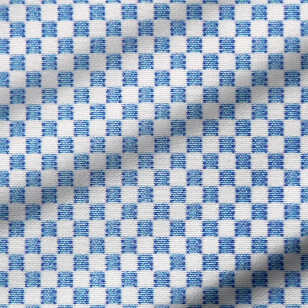 State and Liberty "The Vernor" Light Blue Square Check Print | Dress Shirts