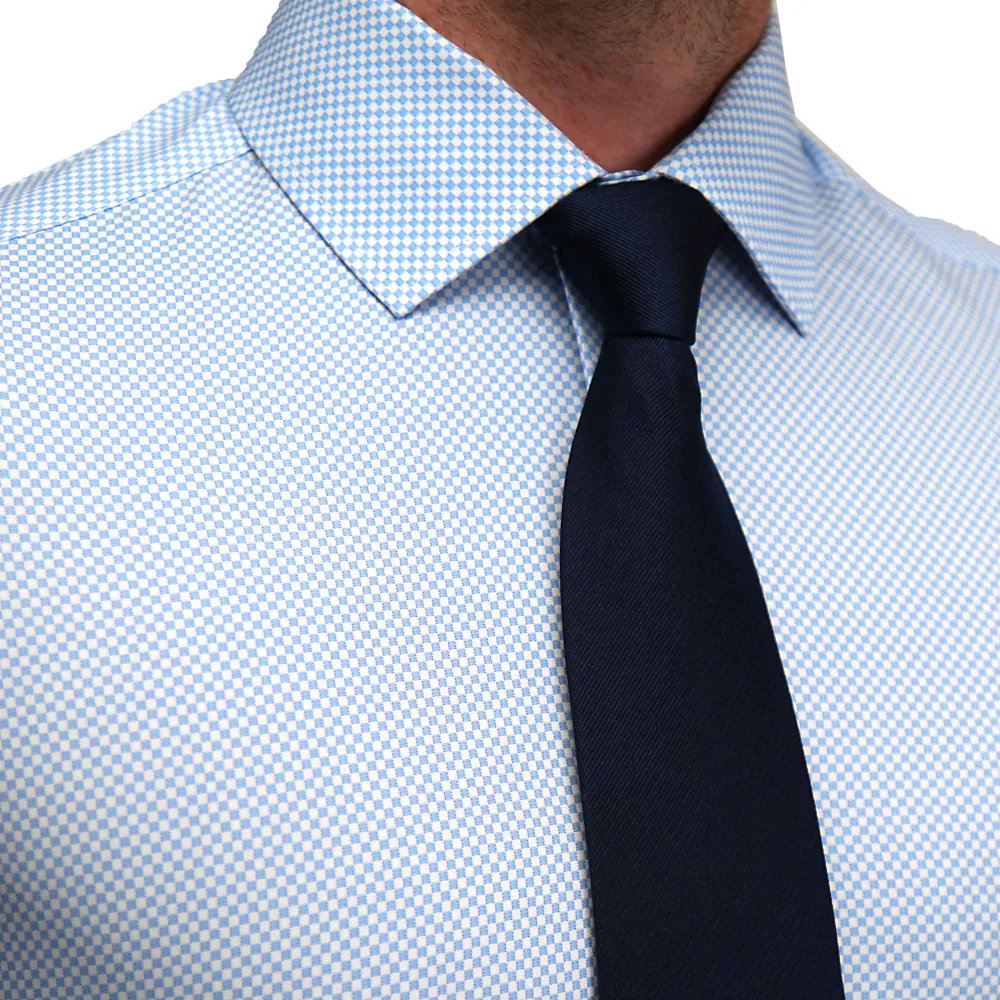 State and Liberty "The Vernor" Light Blue Square Check Print | Dress Shirts