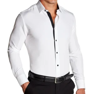 State and Liberty "The Vincent" Solid White with Black Accents | Dress Shirts