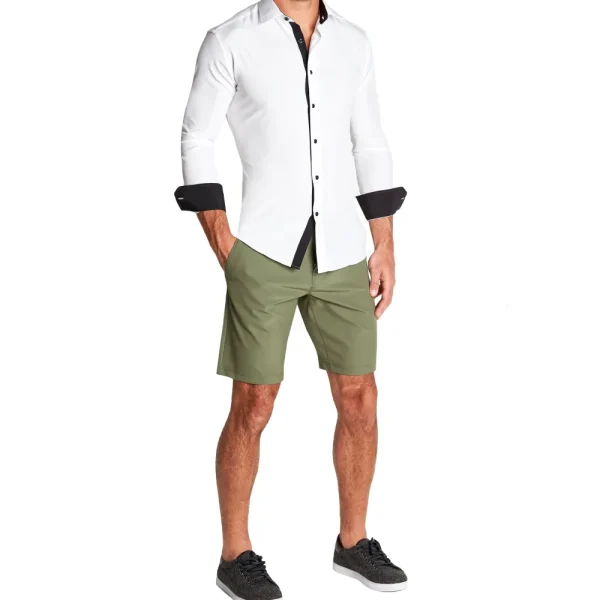 State and Liberty "The Vincent" Solid White with Black Accents | Dress Shirts