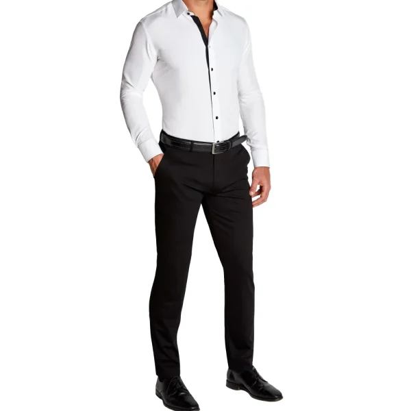 State and Liberty "The Vincent" Solid White with Black Accents | Dress Shirts