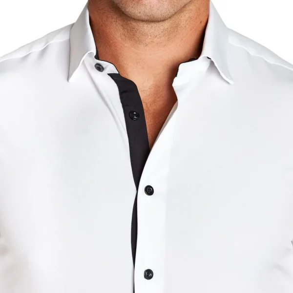 State and Liberty "The Vincent" Solid White with Black Accents | Dress Shirts