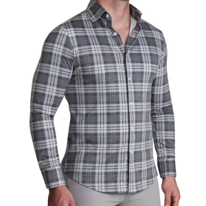 State and Liberty "The Warner" Grey and White Windowpane Casual Button Down | Casual Long Sleeves | Long Sleeve Button Downs