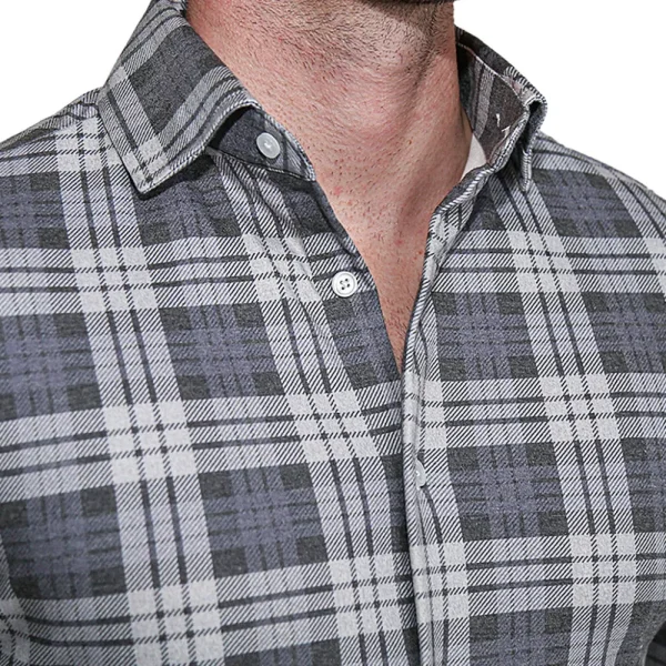 State and Liberty "The Warner" Grey and White Windowpane Casual Button Down | Casual Long Sleeves | Long Sleeve Button Downs
