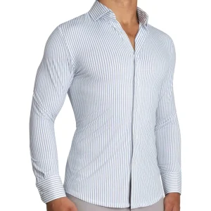 State and Liberty "The Wilfred" Sport Shirt - Blue & White Striped | Casual Long Sleeves | Long Sleeve Button Downs