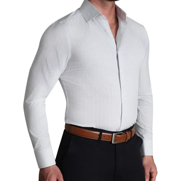 State and Liberty "The Wylder" Charcoal Chalked Pinstripe | Dress Shirts