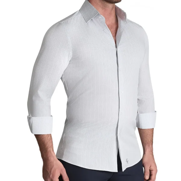 State and Liberty "The Wylder" Charcoal Chalked Pinstripe | Dress Shirts