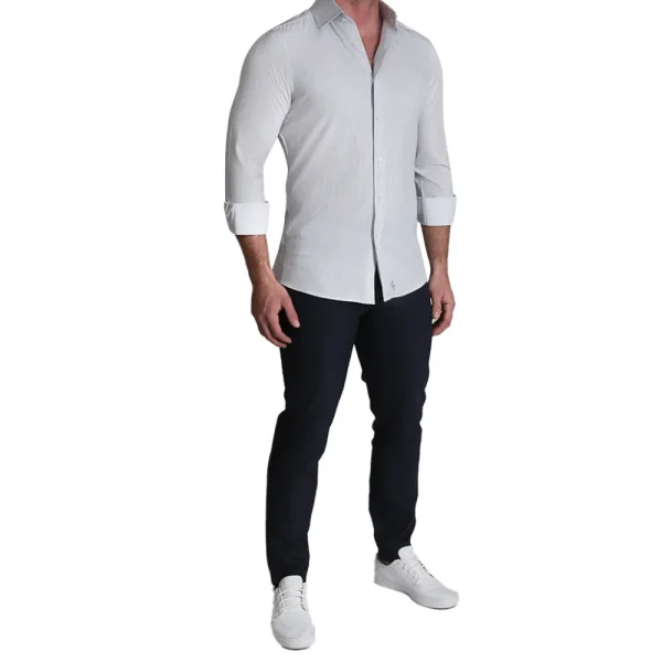 State and Liberty "The Wylder" Charcoal Chalked Pinstripe | Dress Shirts