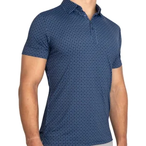 State and Liberty "The Zeus" Diamond Navy & Light Blue Circle Polo | Short Sleeve Button Downs | Polos