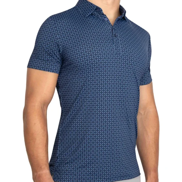 State and Liberty "The Zeus" Diamond Navy & Light Blue Circle Polo | Short Sleeve Button Downs | Polos