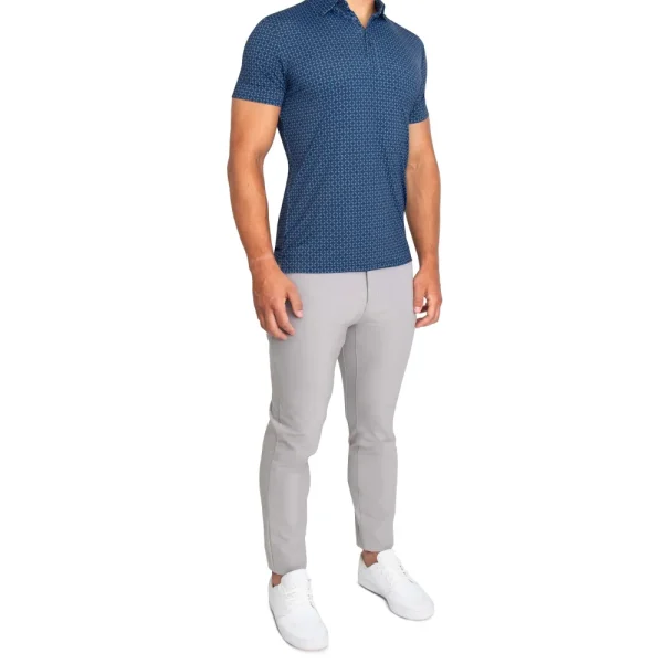 State and Liberty "The Zeus" Diamond Navy & Light Blue Circle Polo | Short Sleeve Button Downs | Polos