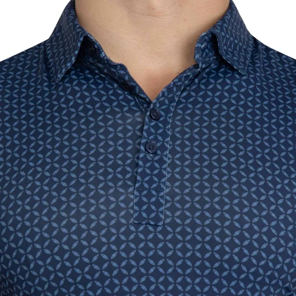 State and Liberty "The Zeus" Diamond Navy & Light Blue Circle Polo | Short Sleeve Button Downs | Polos
