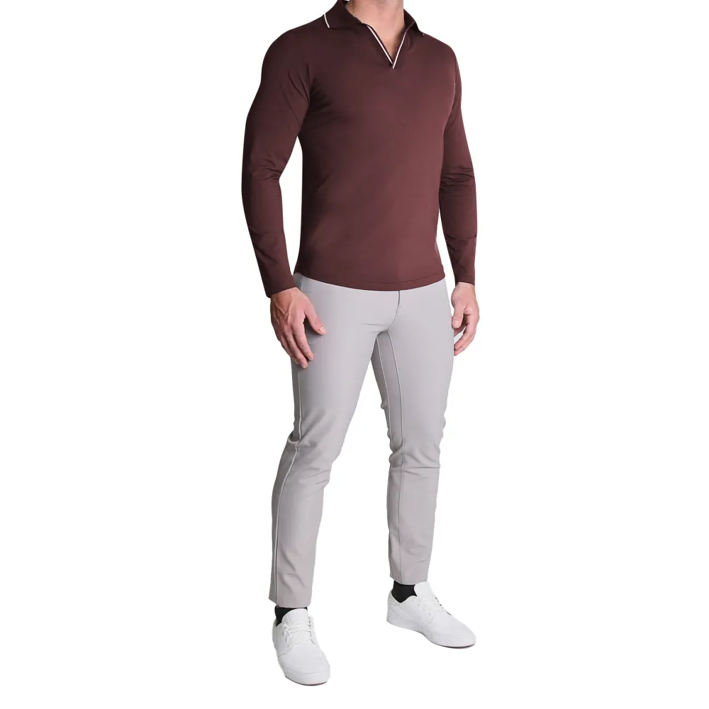 State and Liberty Tipped Long Sleeve Polo - | Casual Long Sleeves | Polos