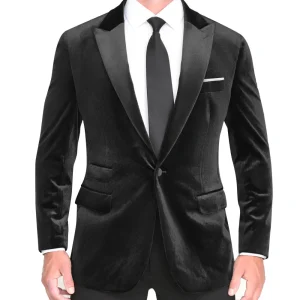 State and Liberty Tuxedo Jacket - Black Velvet with Peak Lapel | Tuxedos | Blazers