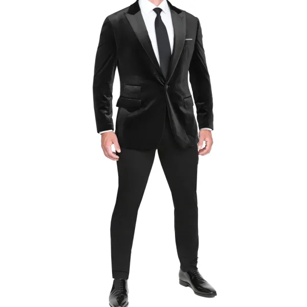 State and Liberty Tuxedo Jacket - Black Velvet with Peak Lapel | Tuxedos | Blazers