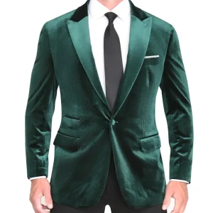 State and Liberty Tuxedo Jacket - Green Velvet with Peak Lapel | Tuxedos | Blazers