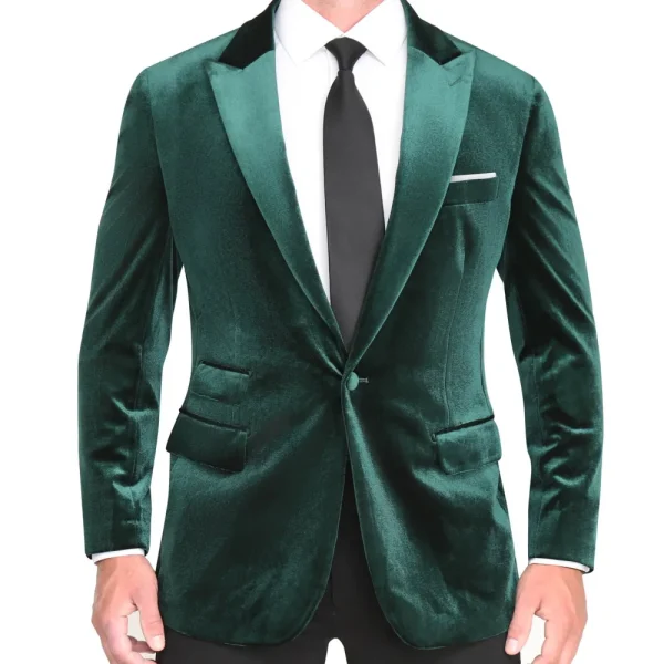 State and Liberty Tuxedo Jacket - Green Velvet with Peak Lapel | Tuxedos | Blazers