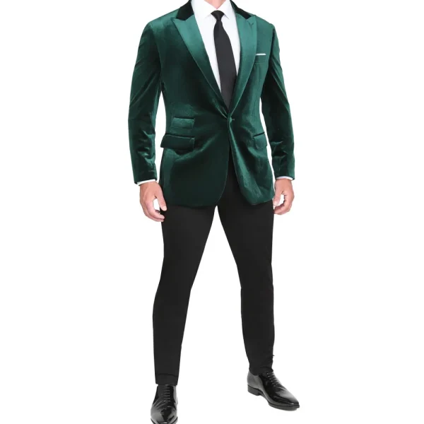 State and Liberty Tuxedo Jacket - Green Velvet with Peak Lapel | Tuxedos | Blazers