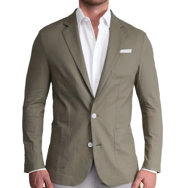 State and Liberty Unstructured Linen Blazer - Dark Olive | Casual Blazers | Blazers