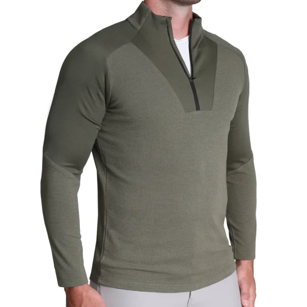 State and Liberty Waffle Knit Quarter Zip - Solid Olive | Quarter Zips & Hoodies | Casual Long Sleeves